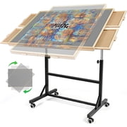 1500 Pieces Puzzle Table with Legs and Wheels, Wooden Jigsaw Puzzle Table with 4 Drawers & Cover,Upgraded Stability & Optimized Lightweight Design,Vertical Placement Option