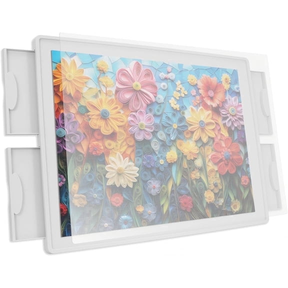 ALL4JIG Rotating Plastic Puzzle Board with 4 Drawers, Protective Cover, 1500 Pieces, Lazy Susan Design, Lightweight, for Adults, 34.21" x 25.75"