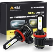 ALLA Lighting H8 H11 Switchback LED Fog Lights, DRL Bulbs 6000K Xenon White/3000K Amber Yellow Dual Color Upgrade H16, Xtreme Super Bright 5200 Lumens Replacement