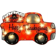 Alladinbox 17'' Thanksgiving Decor Prelit, 12 Leds Turkey Standing on The Car, Window Silhouette