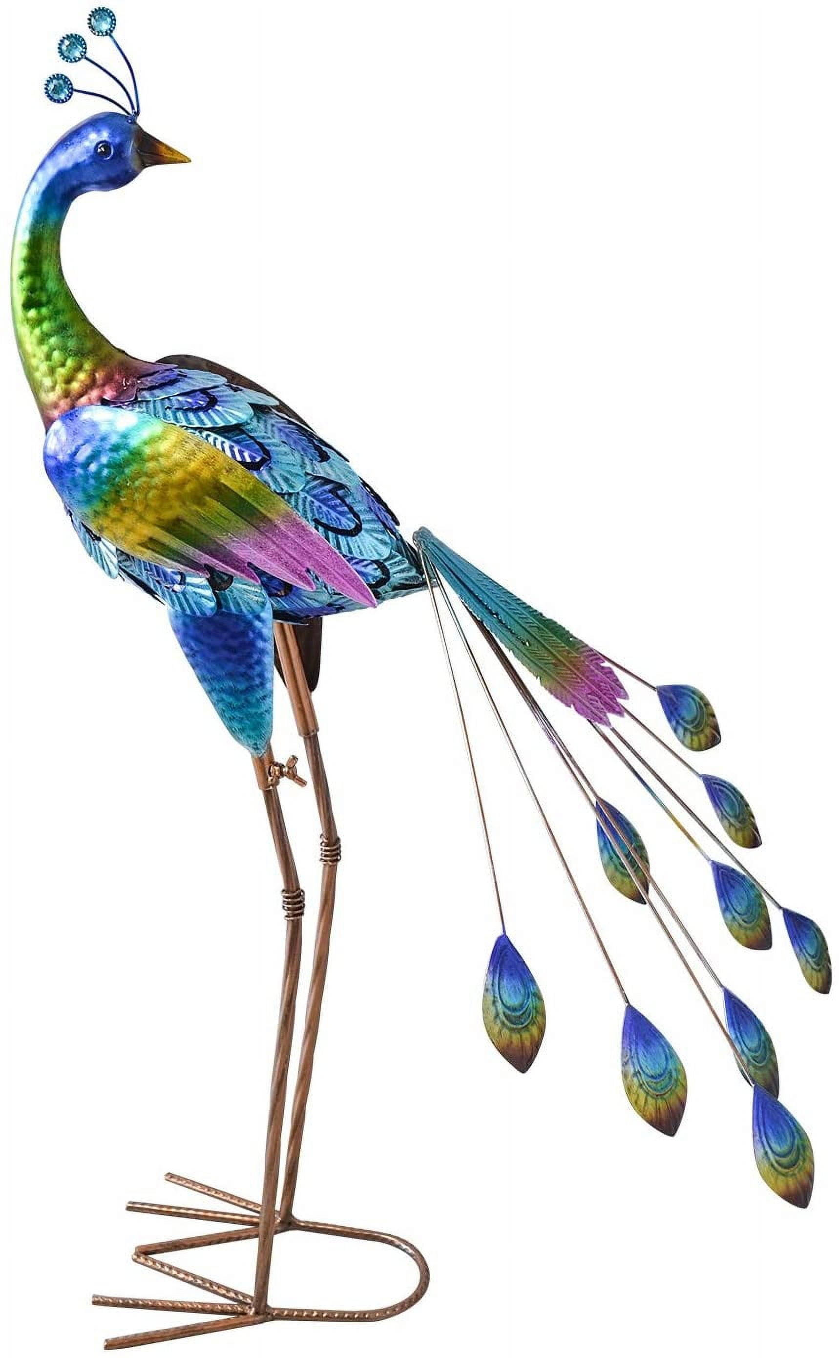 ALLADINBOX 35 inch Metal Peacock Garden Decor, Garden Standing Statues