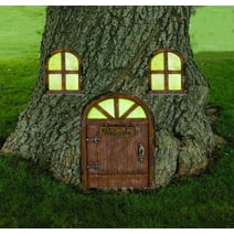 ALLADINBOX Miniature Fairy Gnome Home Window and Door with Welcome Sign for Trees Decoration, Glow in Dark Fairies Sleeping Door and Windows, Yard Art Garden Sculpture Lawn Ornament Halloween Decor