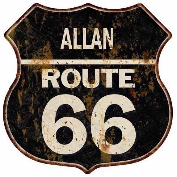 ALLAN Route 66 Sign Shield Metal Gift Man Cave Gift 211110004120
