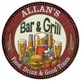 thumbnail image 1 of ALLAN'S Bar and Grill 14" Round Metal Sign Kitchen Wall Decor 100140020118, 1 of 1
