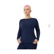 ALLBIRDS WOMEN S NATURAL FLOW STUDIO LONG SLEEVE - TRUE NAVY / XS