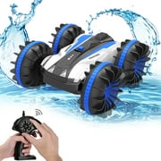ALLCACA 2.4G RC Car Boat Land Water RC Stunt Car Double Sided Remote Control Off-road Vehicle Amphibious RC Racing Car with 360? Rotation, Blue
