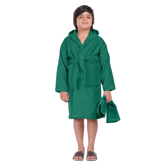 ALLEN & MATE 100% COTTON Hooded Kids Bathrobe – 380 GSM, Safety Certified, Soft Lightweight & Absorbent Robe for Boys & Girls