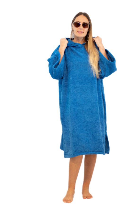 ALLEN & MATE 100% Cotton Hooded Surf Poncho Unisex Oversized Towelling Changing Robe for Men & Women, Swim Beach Towel