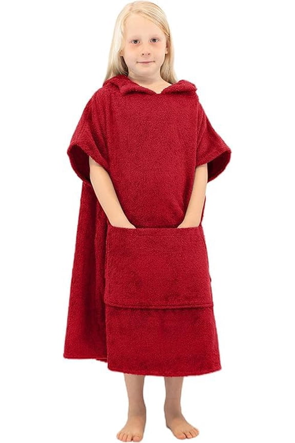 ALLEN & MATE 100% Cotton Kids Changing Robe Surf Poncho, Safety Certified Oversized Hooded Wearable Towel for Boys & Girls