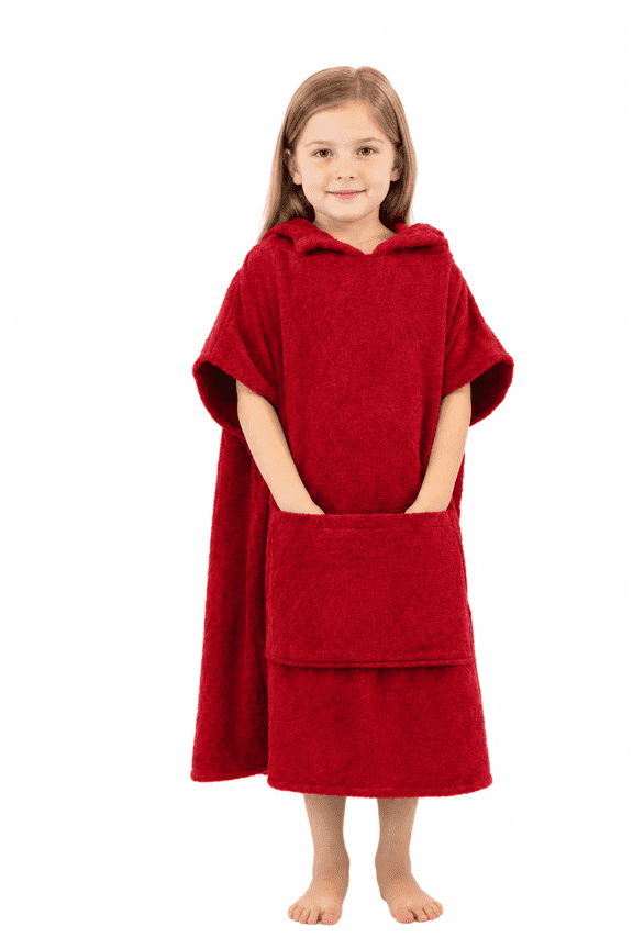 ALLEN & MATE 100% Cotton Kids Hooded Surf Poncho Changing Robe, Quick Absorbent Wearable Swim Towel Boys & Girls, 6-13 Years