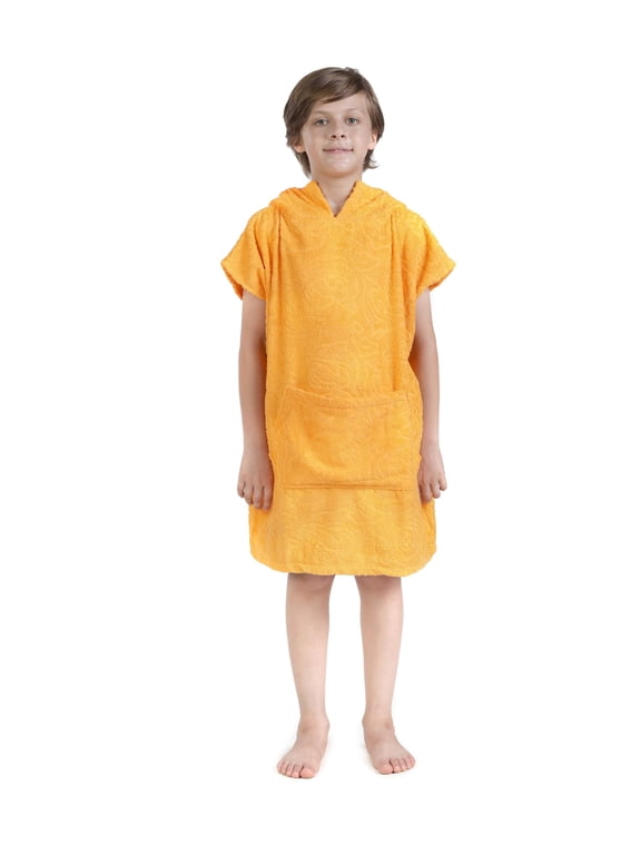 ALLEN & MATE 100% Cotton Kids Hooded Surf Poncho Changing Robe, Quick Absorbent Wearable Swim Towel Boys & Girls, 6-13 Years