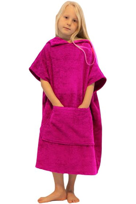 ALLEN & MATE 100% Cotton Kids Changing Robe Surf Poncho, Safety Certified Oversized Hooded Wearable Towel for Boys & Girls