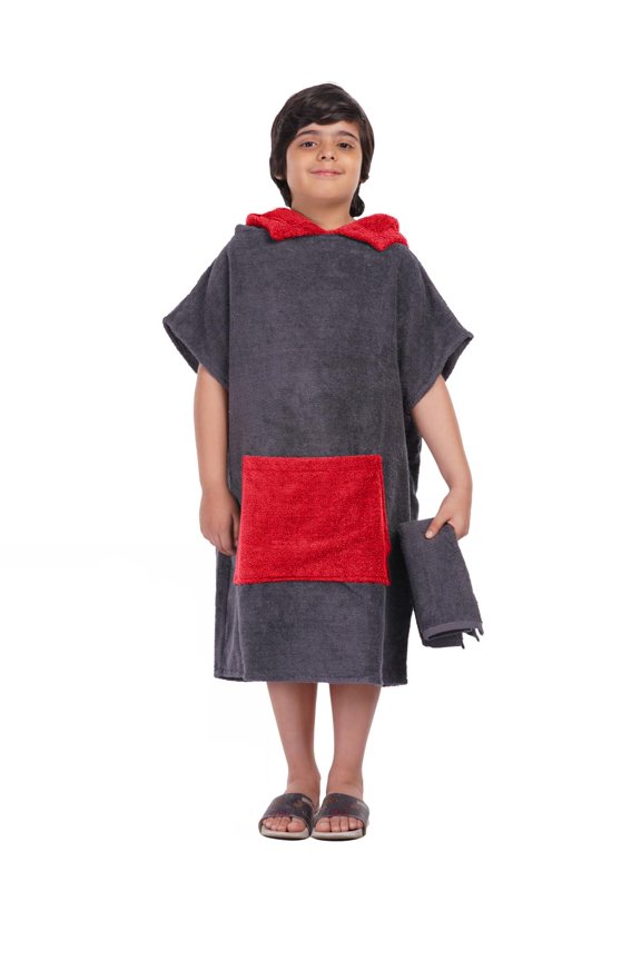 ALLEN & MATE 100% Cotton Kids Changing Robe Surf Poncho, Safety Certified Oversized Hooded Wearable Towel for Boys & Girls