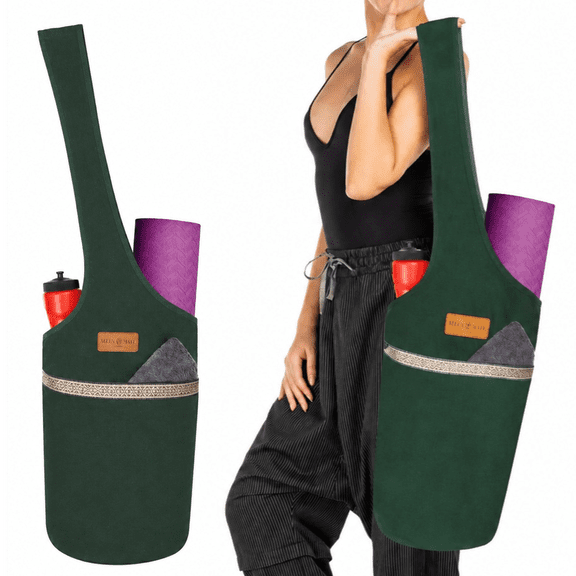 ALLEN & MATE 100% Cotton Unisex Yoga Mat Bag – Versatile Carrier with Mat Straps, Large Storage Pockets Fits Yoga & Pilates Mats
