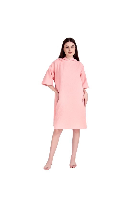 ALLEN & MATE 100% Cotton Waffle Changing Robe – Quick-Dry Beach Poncho Towel with Hood & Pockets for Men & Women