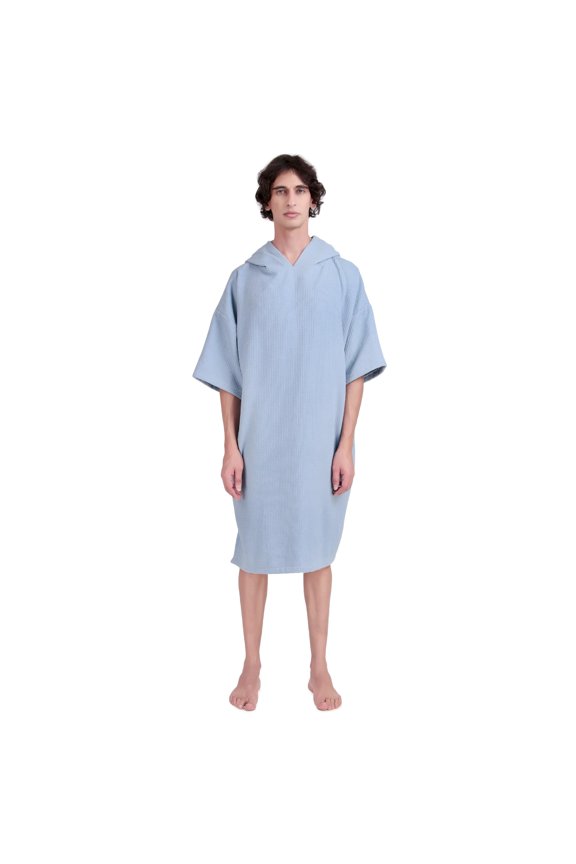 ALLEN & MATE 100% Cotton Waffle Changing Robe – Quick-Dry Beach Poncho Towel with Hood & Pockets for Men & Women