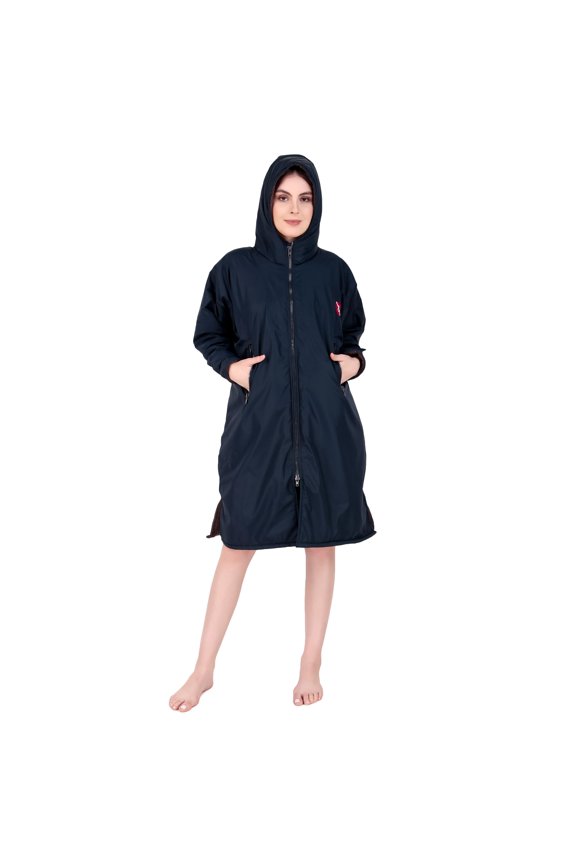 ALLEN & MATE 100% Waterproof Adult Changing Robe, Oversized Long Sleeve Swim Parka, Windproof Winter Coat for Surf Outdoors