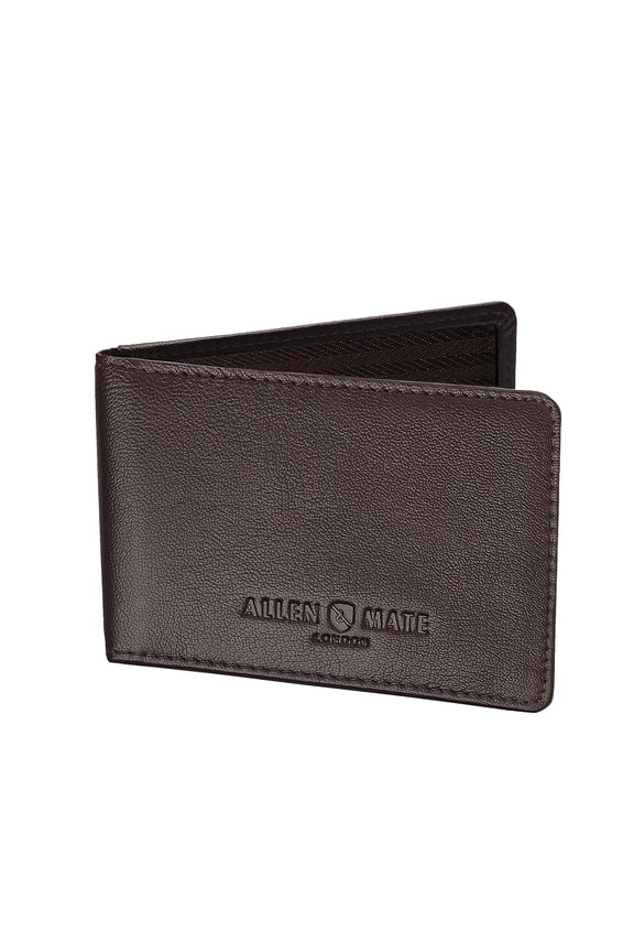 ALLEN & MATE Genuine Leather Bus Pass Travel Card Holder/Driving License Oyster, Minimalist Wallet Credit Card Holder (Brown Premium)