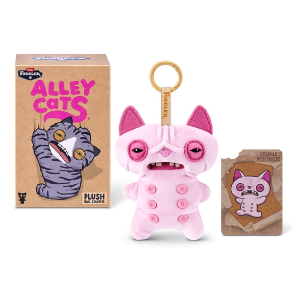 Fuggler Alley Cat KeyRing 5 Inch Plush Collectible by ZURU Funny Ugly Monster Featuring Mischievous Alley Cat Design, Signature Teeth, and Clip-On Keychain for Keys and Backpacks