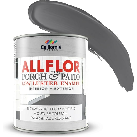 ALLFLOR Porch,  and Floor Enamel Paint, Battleship Gray, 1 Quart, Extremely Durable Water-Based Formula, Ideal for s, Pool Decks, Basements & More