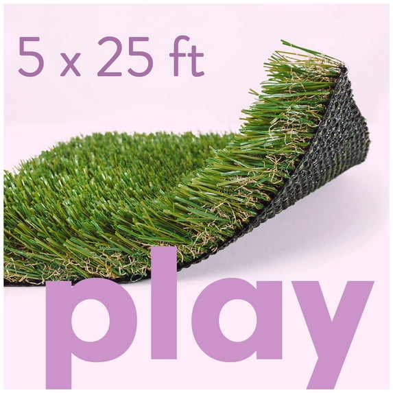 ALLGREEN Play 5 x 25 ft Artificial Grass for Pet Kids Playground and Parks Indoor/Outdoor Area Rug