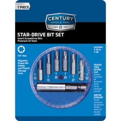 Century Drill & Tool 68917 9 Piece Star-Drive Insert Screwdriving Bit Set