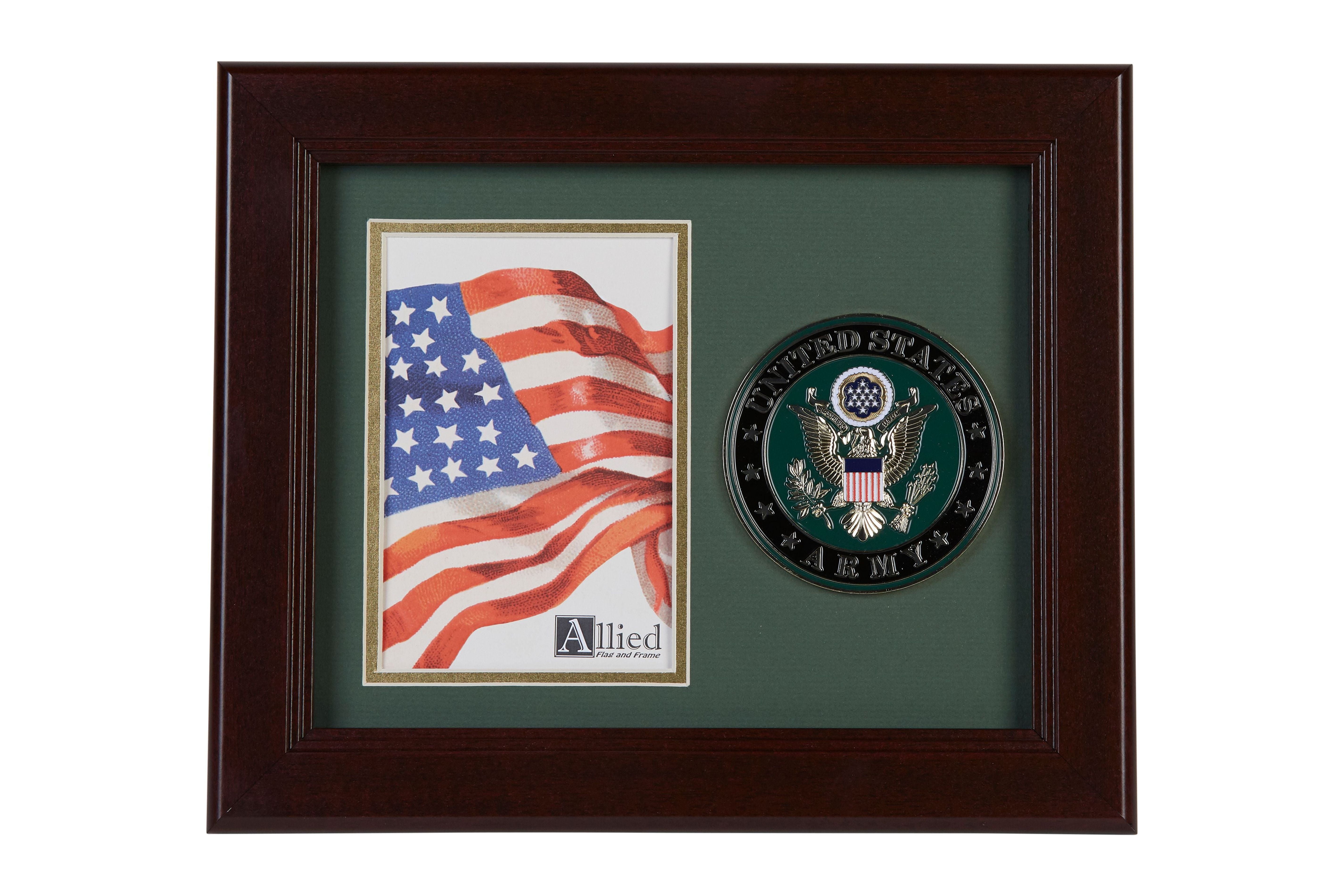 Mahogany and Gold 4x6 Army Medallion Portrait Frame