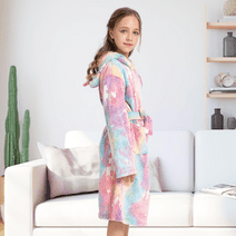 ALLINCOZY Kids Hooded Unicorn Bathrobes Luminous Sleepwear Gifts for Girls ,3-4 Years