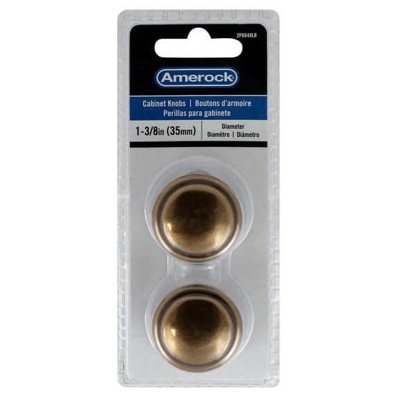Amerock 5012632 1.37 in. Dia. x 1 in. Allison Value Round Cabinet Knob, Antique Brass - Pack of 2