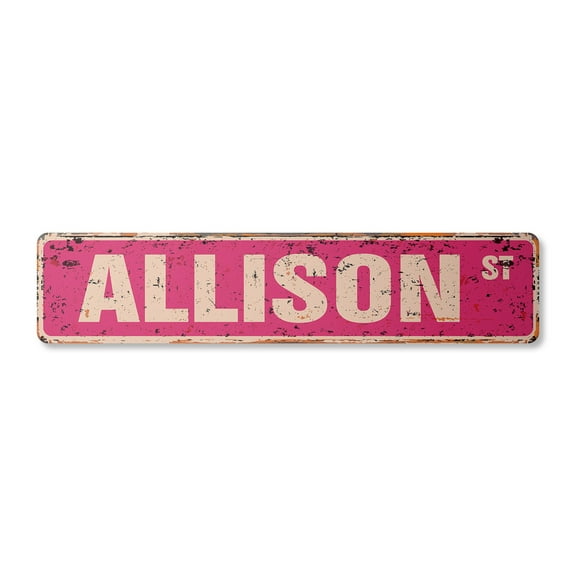 ALLISON Vintage Plastic Street Sign Childrens Name Room Sign | Indoor/Outdoor | 24" Wide