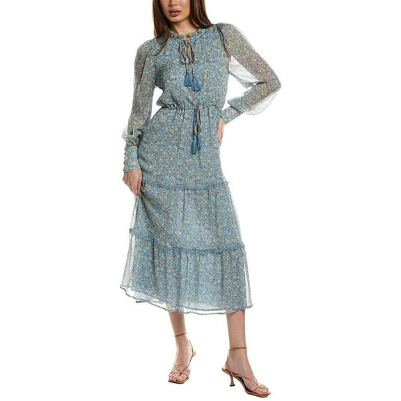 ALLISON womens  Tiered Midi Dress, s, Blue