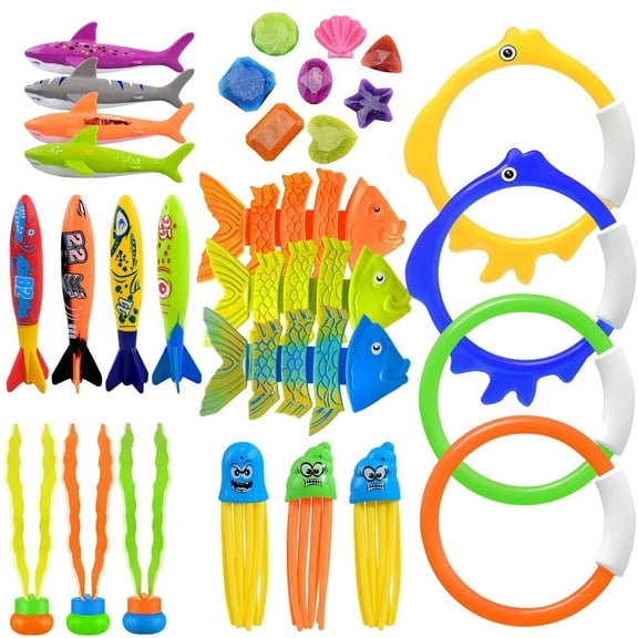 ALLJOY 29 Pcs Diving Pool Toys Set & Water Toys Underwater Pool Games Stuff Swimming Pool Toys
