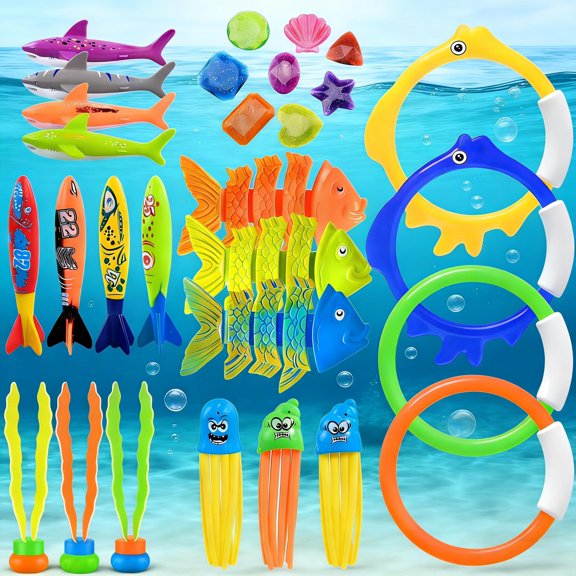 29 Pcs Diving Pool Toys Set & Water Toys Underwater Pool Games Stuff Swimming Pool Toys