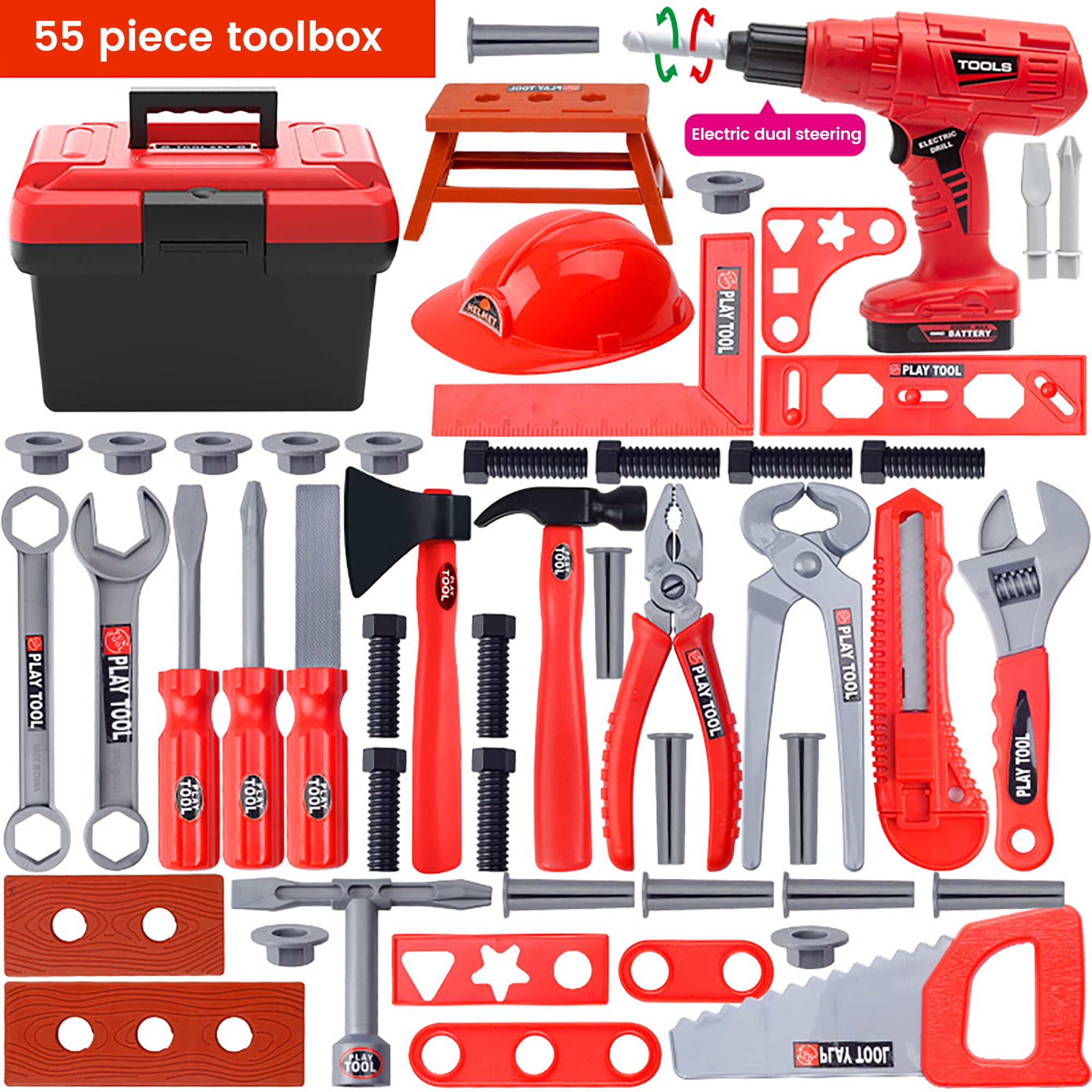 Walmart Black Friday Deals 2025 - ALLJOY 55pcs Kids Tool Set, Construction Toys with Tool Box, Electronic Drill, STEM Learning