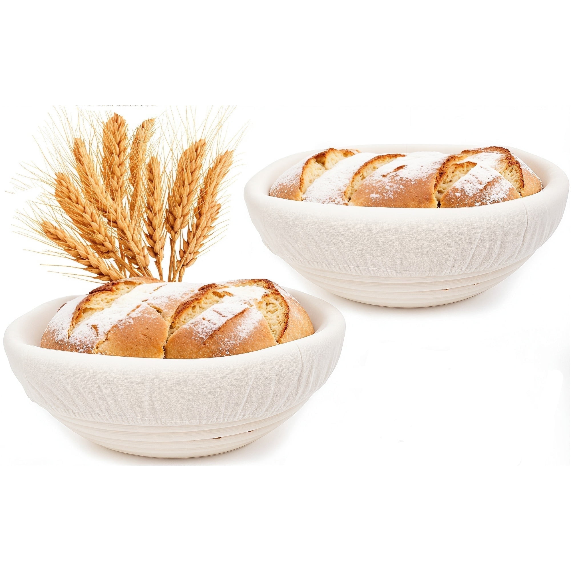 ALLJOY Banneton Bread Proofing Basket 9 Inch Set of 2 Round Sourdough Bread Proofing Baskets Baking Supplies，Sourdough Starter Kit