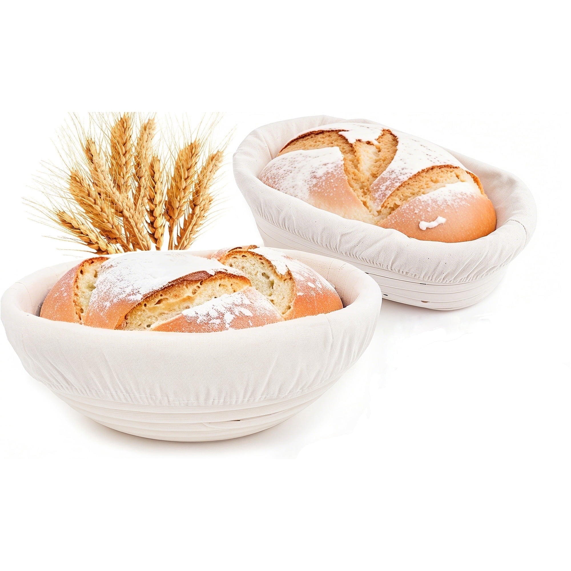 ALLJOY Banneton Bread Proofing Basket Set of 2，9 Inch Round & 10 Oval Cane Sourdough Bread Proofing Baskets Baking Supplies，Sourdough Starter Kit - Walmart.com