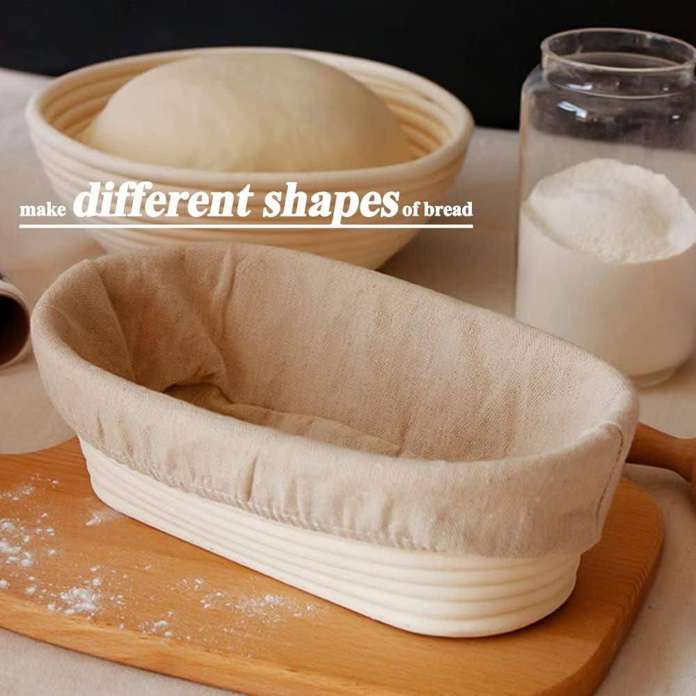 ALLJOY Bread Proofing Basket Set, 9" Round & 10" Oval, Sourdough Bread Baking Supplies