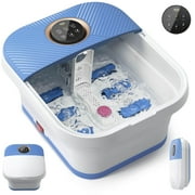 ALLJOY Collapsible Foot Spa Bath Massager with Heat, Remote Control, Temperature Control, Bubbles, Pumice Stone, Timer, Foot Spa Soak Tub (bule-white)