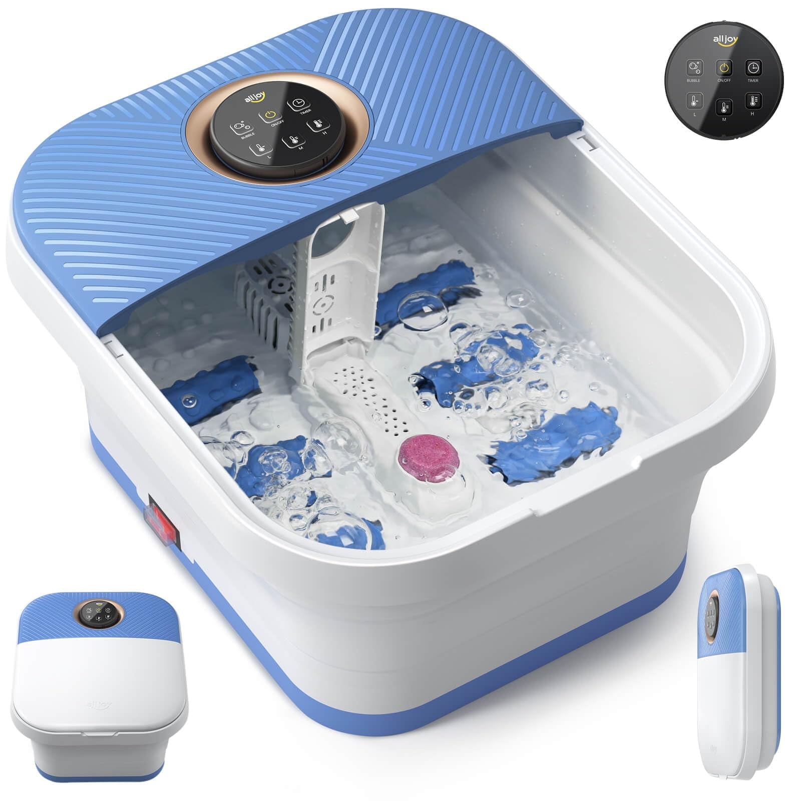 Walmart Black Friday Deals 2025 ALLJOY Collapsible Foot Spa Bath, Foot Massager With Heat, Bubbles, Remote, Timer, Blue-White