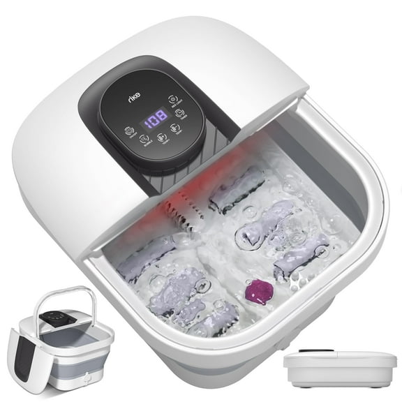 ALLJOY Collapsible Foot Spa with Heat, Bubbles, 24-Level Temp Control, Red Light, Timer, Foot Soaking Tub, Foot Bath Massager Pedicure Foot Spa