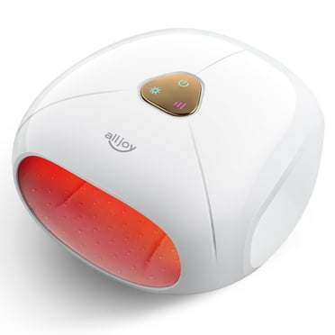ALLJOY Hand Massager with Heat, Rechargeable Finger Massager with 3 Levels Compression & Heating, Ideal Father's Day Gifts, White