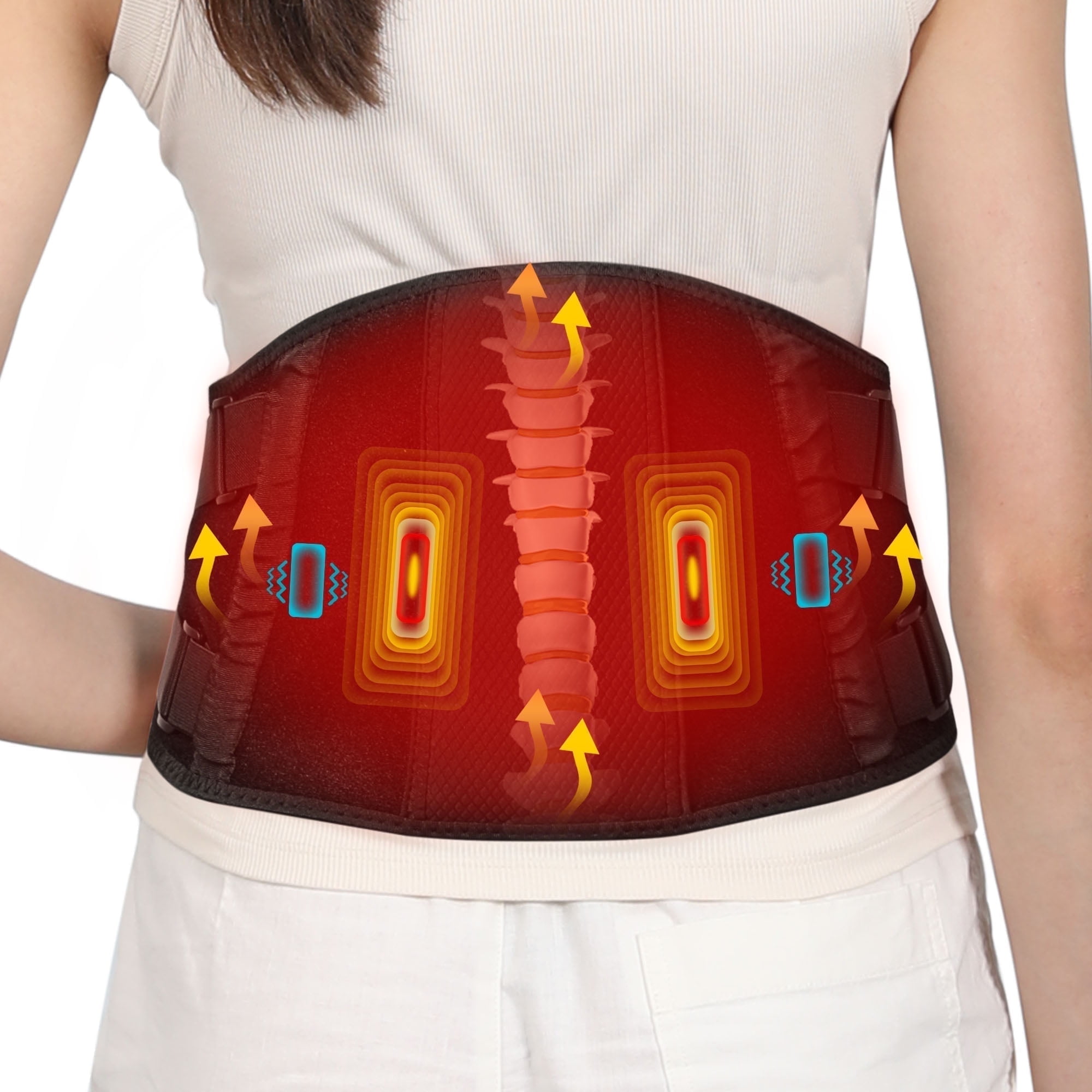 ALLJOY Back Massager with Heat for Back Pain,Portable Cordless Heating Pad with 3 Heating Levels & 5 Massage Mode,Best Gift for Dad