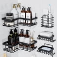 thumbnail image 1 of ALLJOY Corner Adhesive Shower Caddy, Rustproof Stainless Steel Bathroom Organizer, No Drilling Wall Mounted Rack, Black, 5-Pack, 1 of 6
