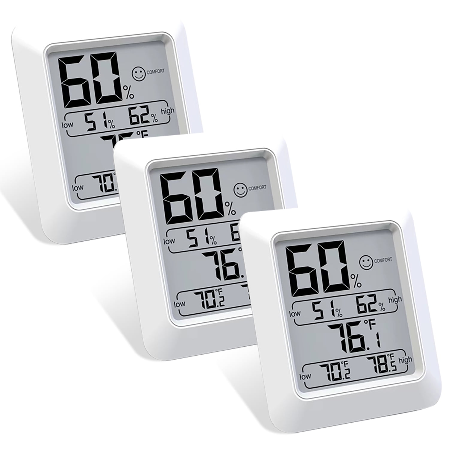 ALLJOY Digital Hygrometer,3 Pieces Digital Hygrometer Indoor