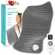 ALLJOY Electric Large Heating Pad for Neck, Back, and Shoulders with 6 Heat Levels & 8 Timers, Auto Shut Off - 24" x 12" - Gray