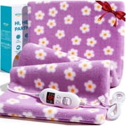 ALLJOY Electric Large Heating Pad for Neck, Back, and Shoulders with 6 Heat Levels & 8 Timers, Auto Shut Off - 24" x 12" - Purple