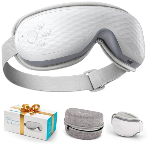 ALLJOY Eye Massager with Heat, Migraines Relief, Eye Massage Mask with Bluetooth, Compression for Eye Strain Relief, Gifts for Women/Men