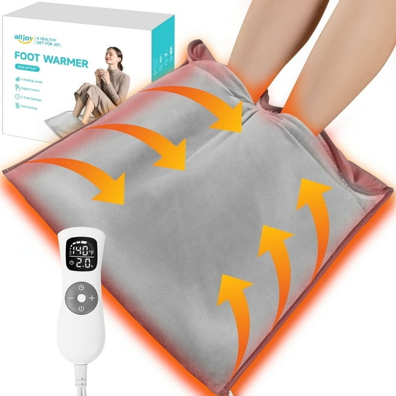 ALLJOY Foot Warmer, Electric Heating Pad for Feet with 4h Auto off & 3 Heat Levels, Fast Heating, Gray, Size 21"x20 "