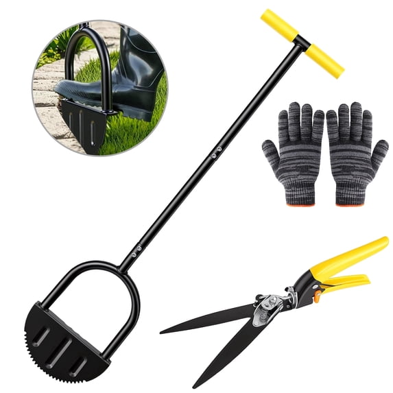 ALLJOY Edger Lawn Tool, Half Moon Lawn Edger, Saw-Tooth Garden Edger for Grass, Sidewalk, Garden, Yard