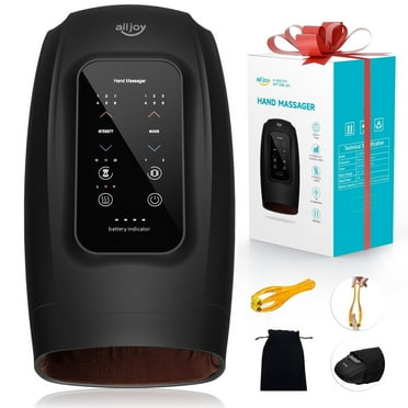 ALLJOY Hand Massager for Arthritis and Carpal Tunnel Relief, Touchscreen Cordless Wrist Hand Massager with Compression Vibration and Heat, 6 Levels Pressure Point Therapy, Gifts for Women Men Mom Dad